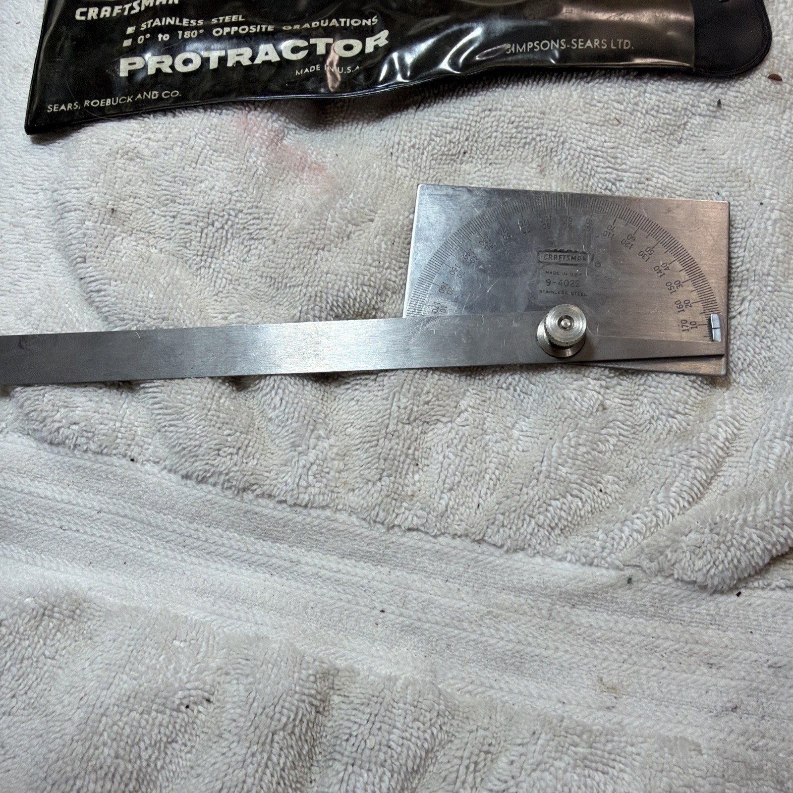 Vintage Sears Craftsman Protractor No. 9-4029 Stainless Steel  USA w/case