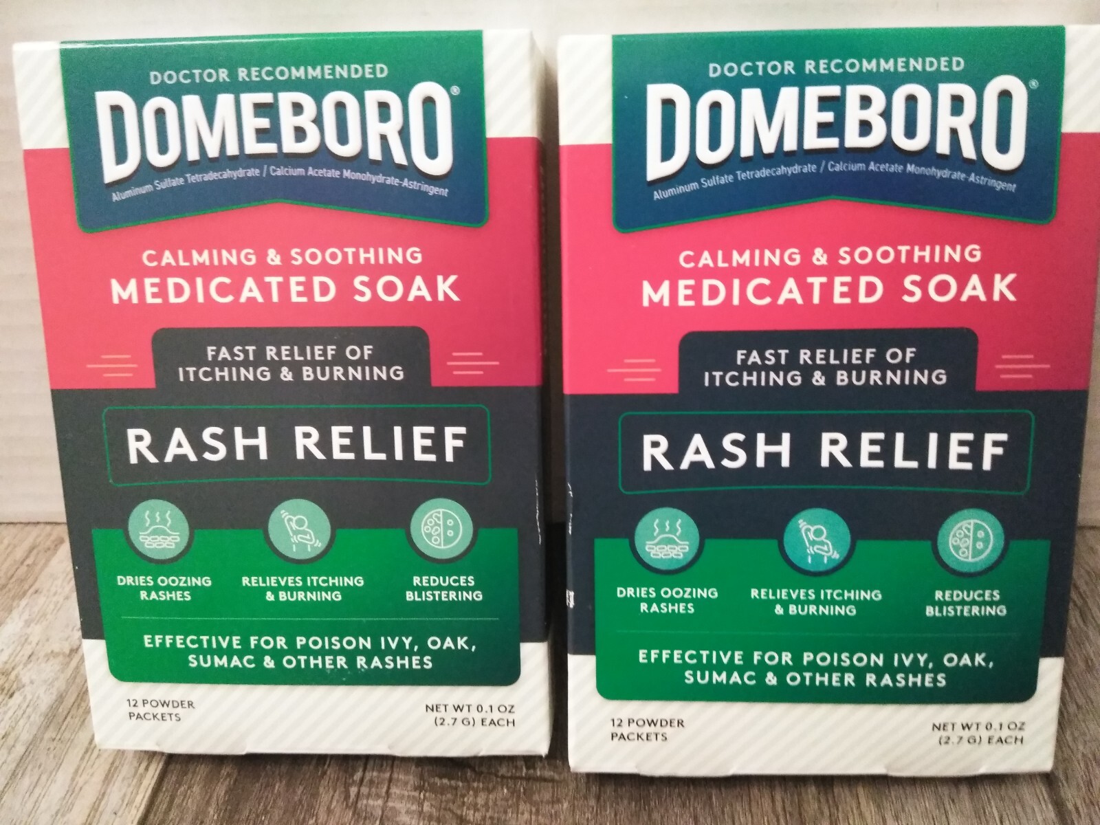 Domeboro RASH RELIEF 12 Powder Packets each ( 2pk bundle)