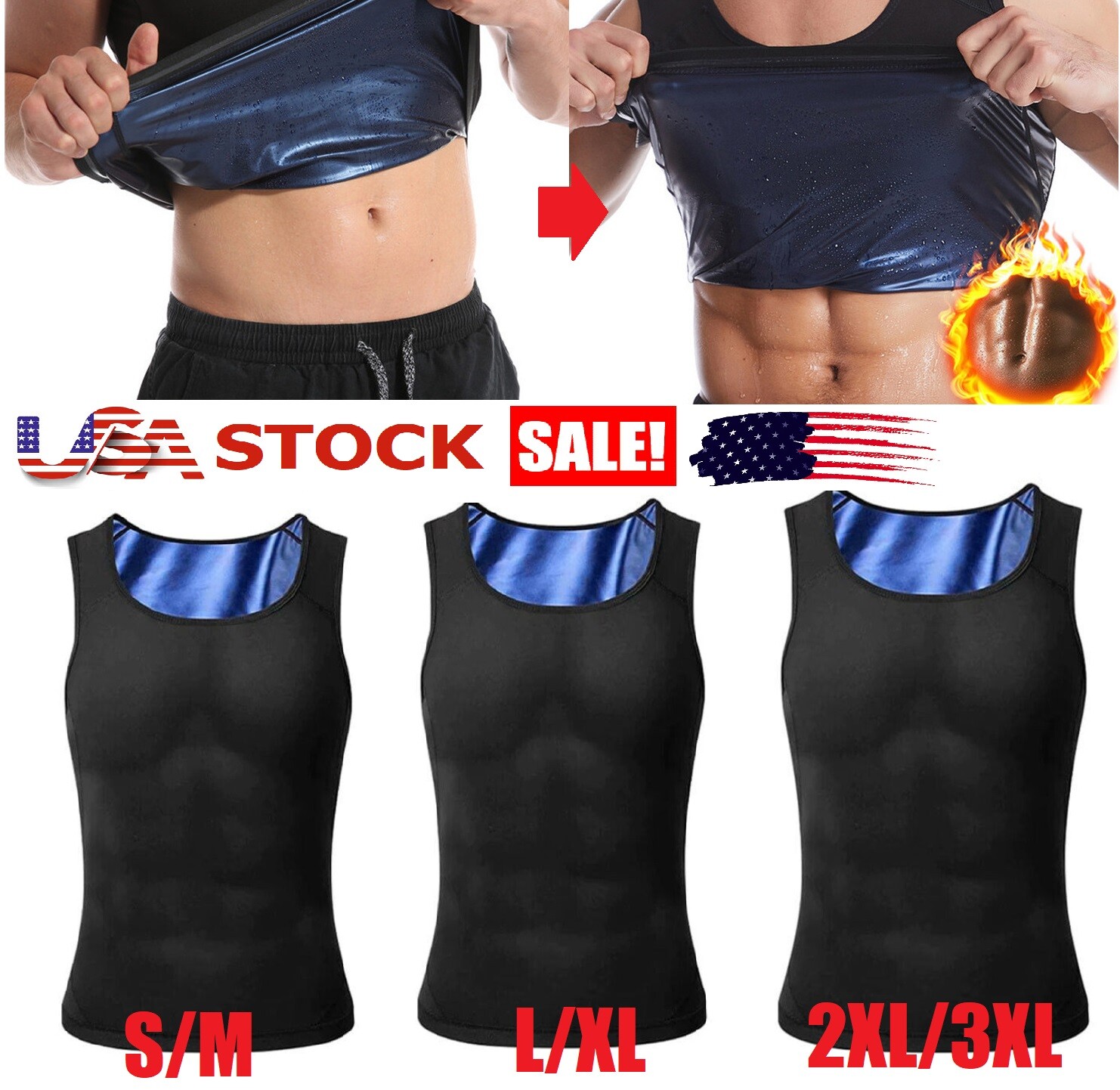 Men Gynecomastia Compression Tank Top Sweat Vest Fitness Body Shaper Shirt Belt