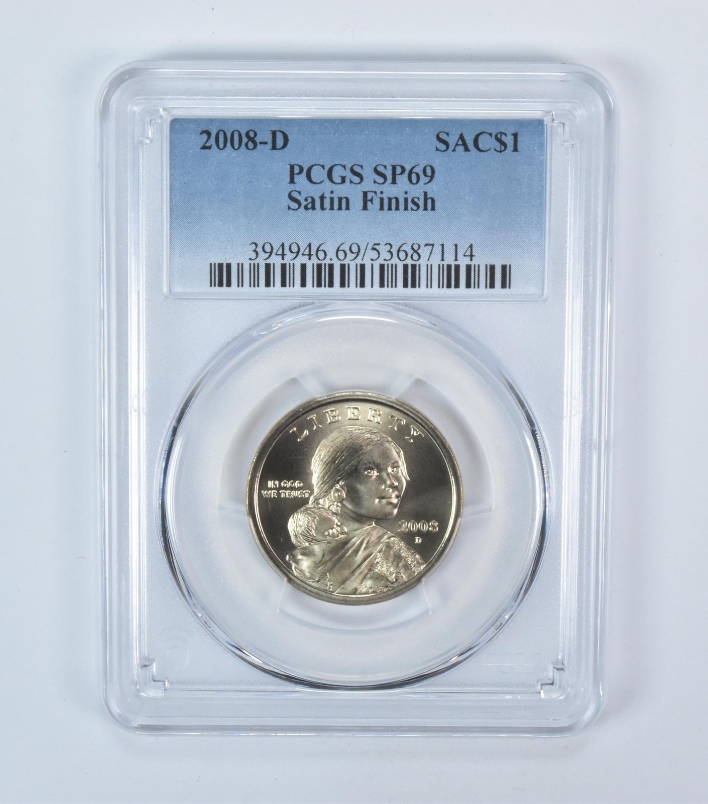 2008-D Sacagawea $1 Satin Finish SP69 PCGS Blue Label