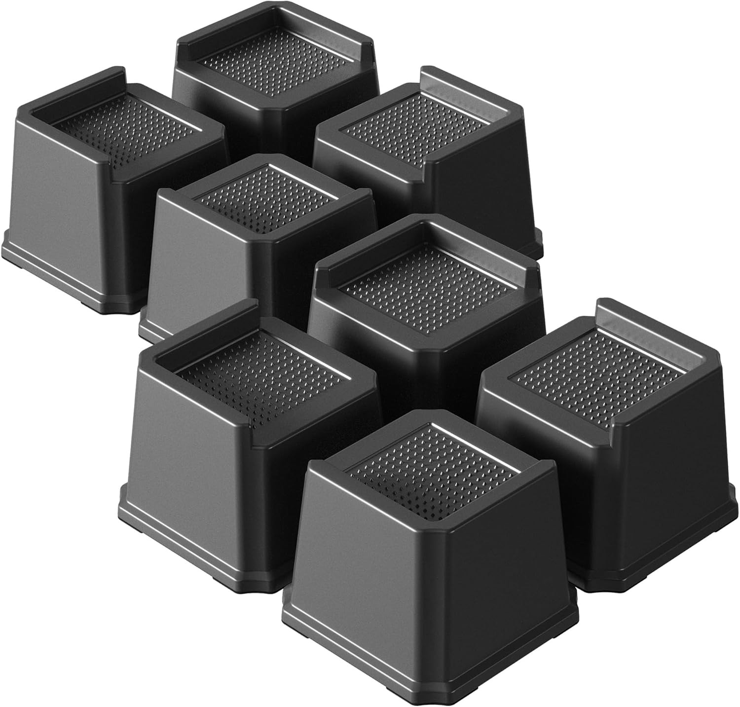 Bed Risers 3 Inch Heavy Duty 8 Pack L-Shaped Bed Furniture Elevators 1,500 Lbs O