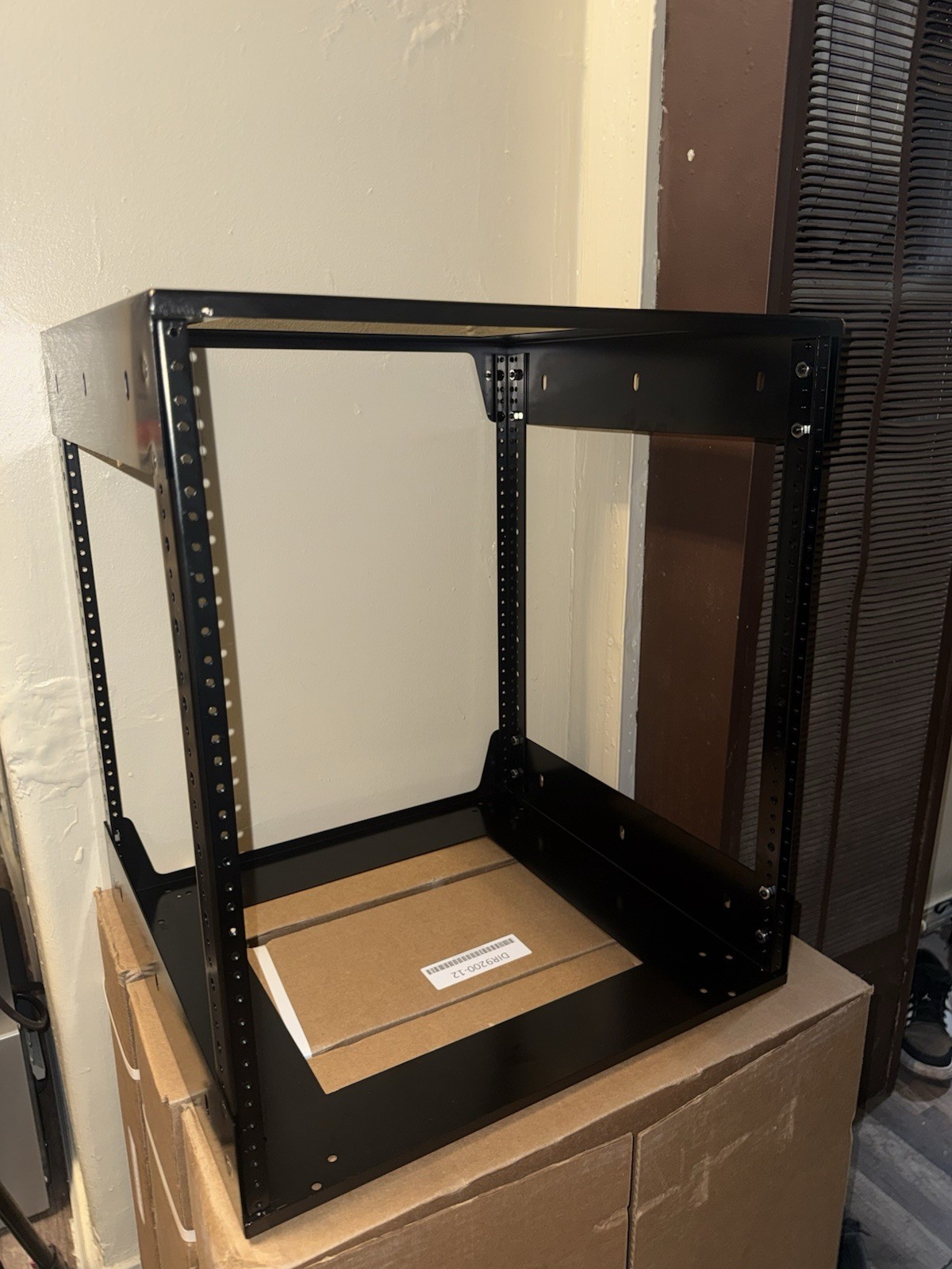 12U Drop-In Rack Black Steel AV Equipment Mounting Frame Open Frame Design New