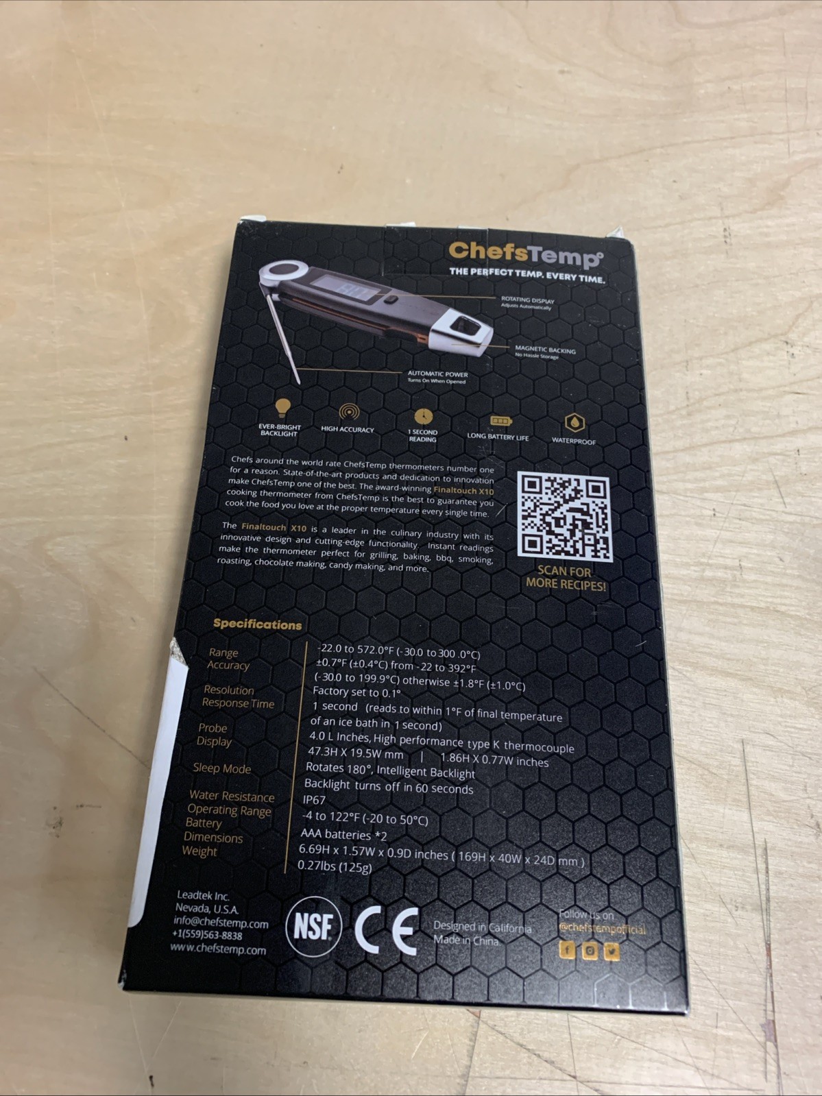 Instant Read Digital Meat Thermometer Waterproof with Backlit Display & Probe