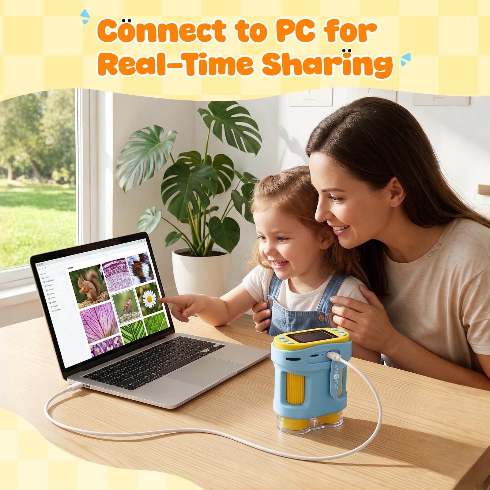 Handheld Microscope for Kids - HTVRONT 1000X Digital Microscope 4K 2.0 Inch HD