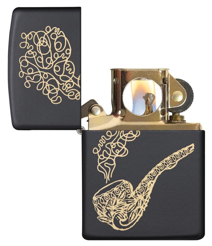 Bronze Pipe & Smoke Black Matte Windproof Lighter, 218-060836