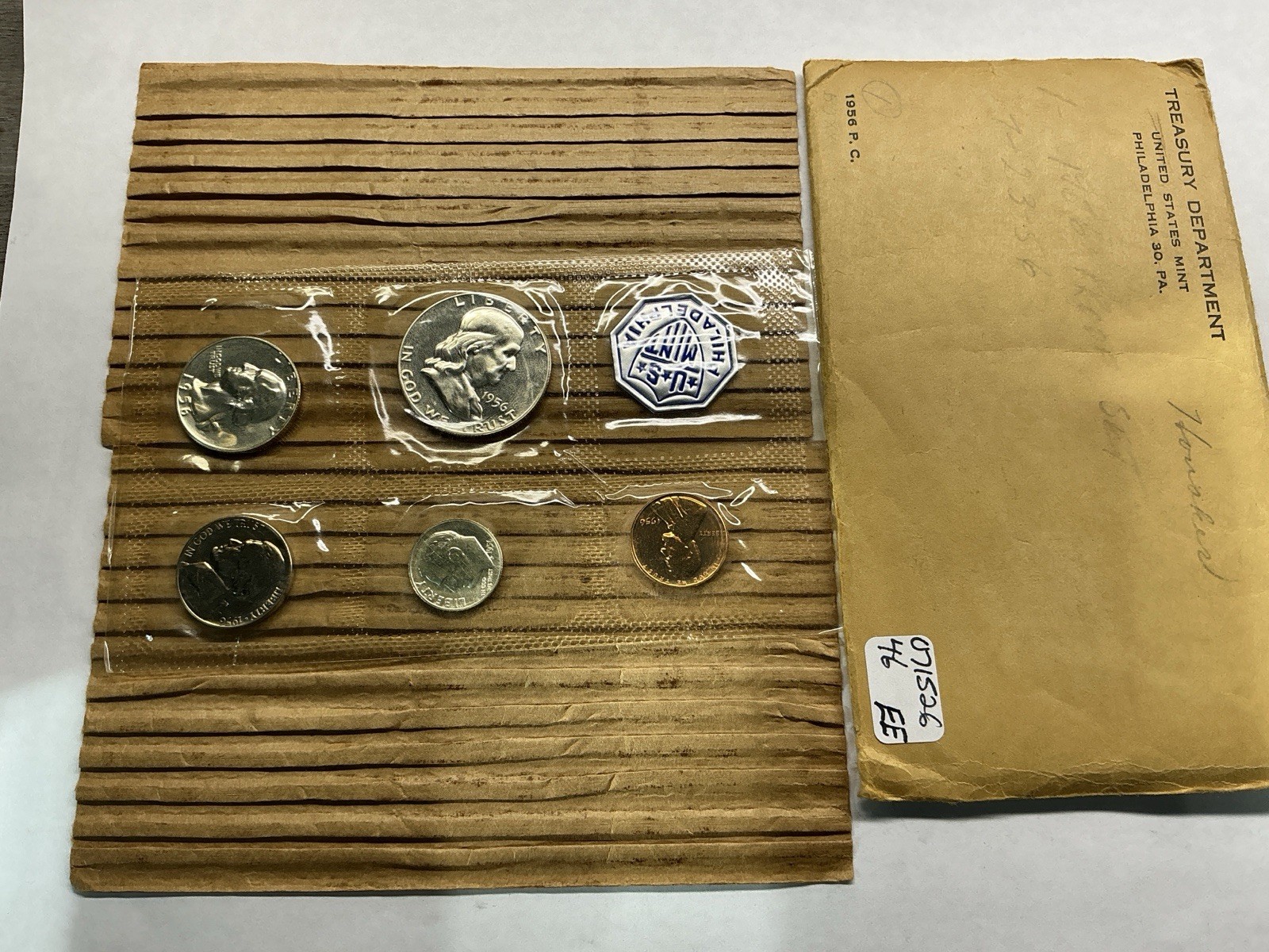 1956 US Mint Silver Proof Type 2 Set in OGP Flat Pack Envelope 071526 46ee