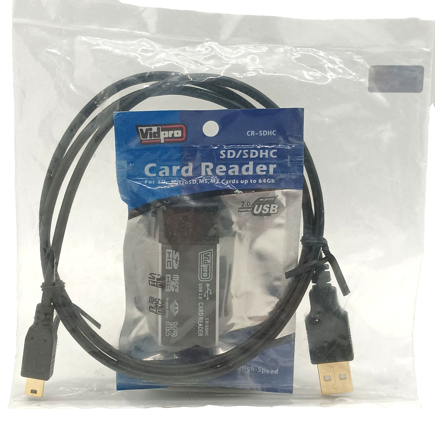 Vidpro SD/SDHC Card Reader with USB Shielded High Speed Cable
