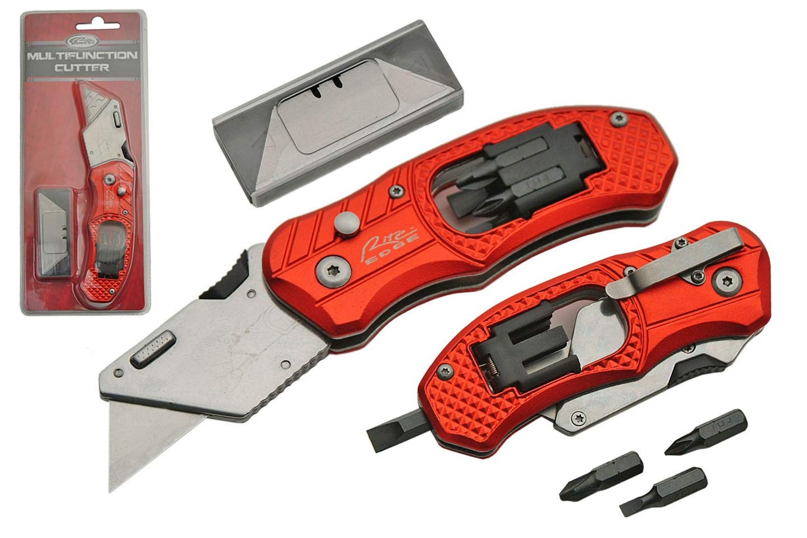 SZCO Supplies Multifunction Utility Cutter - 6.5" Red Aluminum Box Cutter wit...