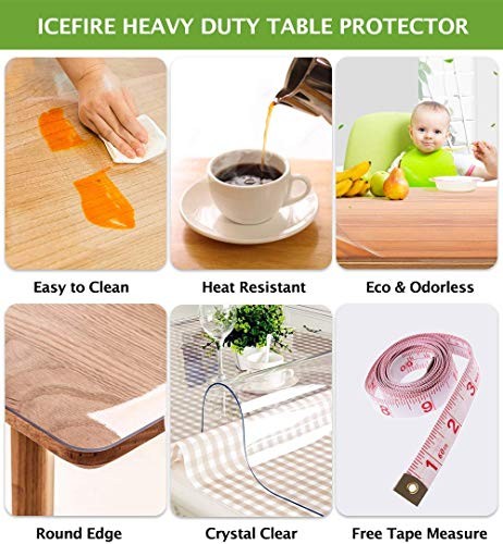 Clear Plastic Tablecloth Dining Coffee 48 X 110 Inches Upgraded Clear 1.5mm