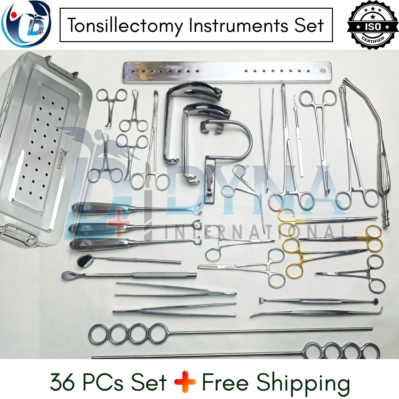 Tonsillectomy & Adenoidectomy Surgical Instruments Set | 36 Pcs with Box | ENT