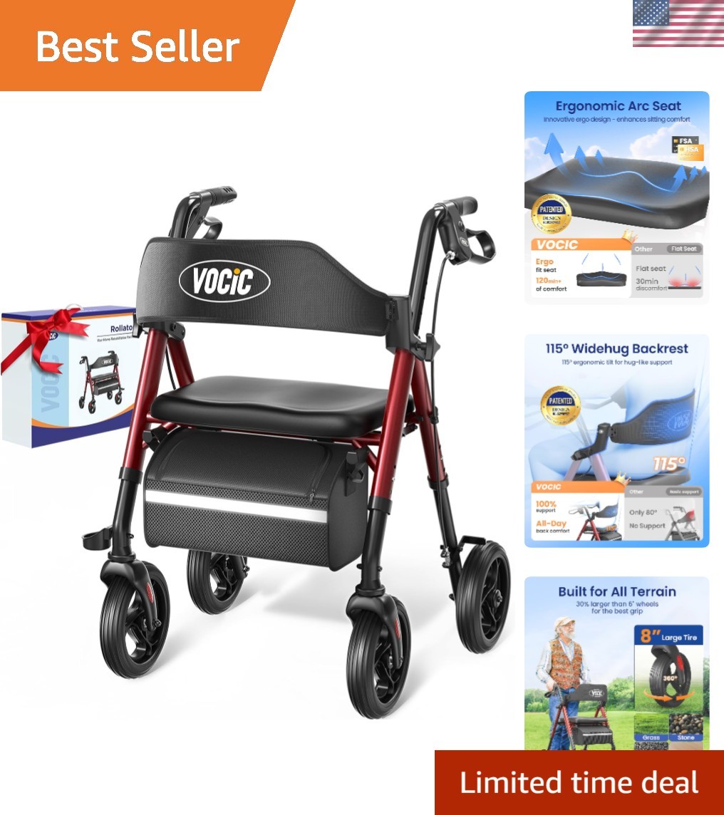 Ergonomic Z21 Lightweight Rollator Walker with Seat - Quick Folding Design