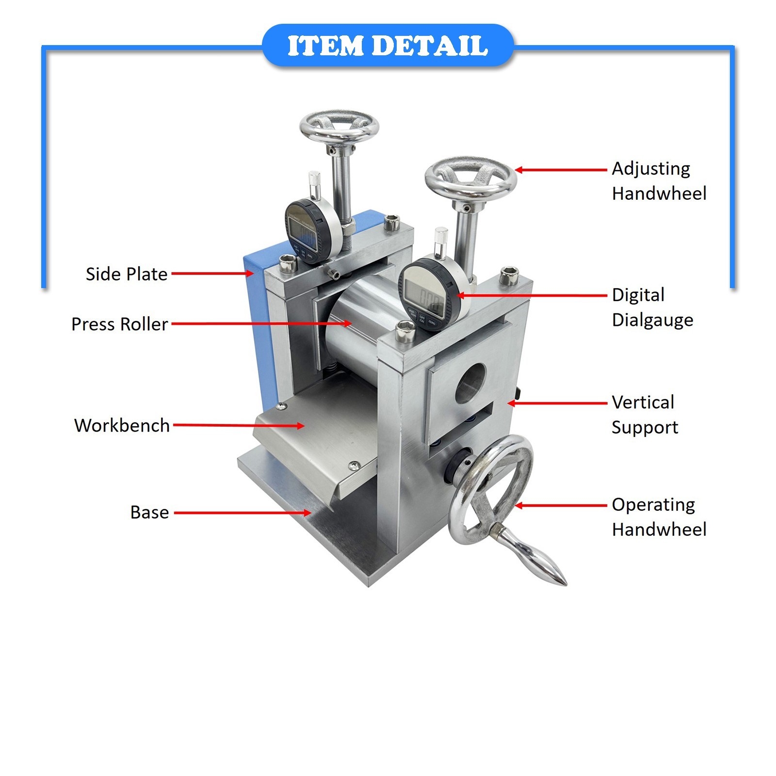 Manual Vertical Lab Electrode Sheet Calender Roller Press Machine 0~3MM