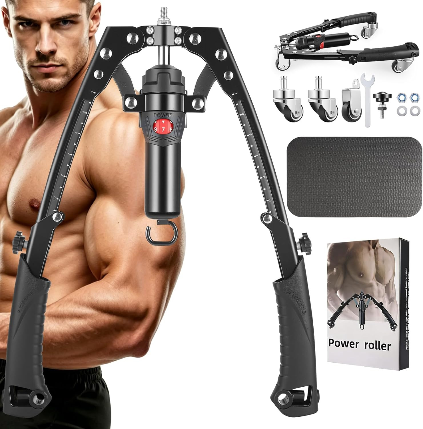 Twister Arm Trainer, 3 in 1 Hydraulic Power Chest Workout Equipment with Ab Roll