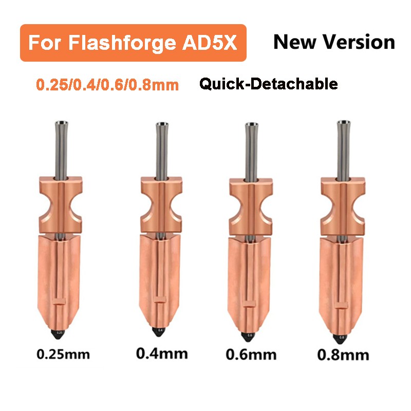 Nozzle Kits For Flashforge AD5X Quick-Detachable Extruder Hardened Steel Nozzle