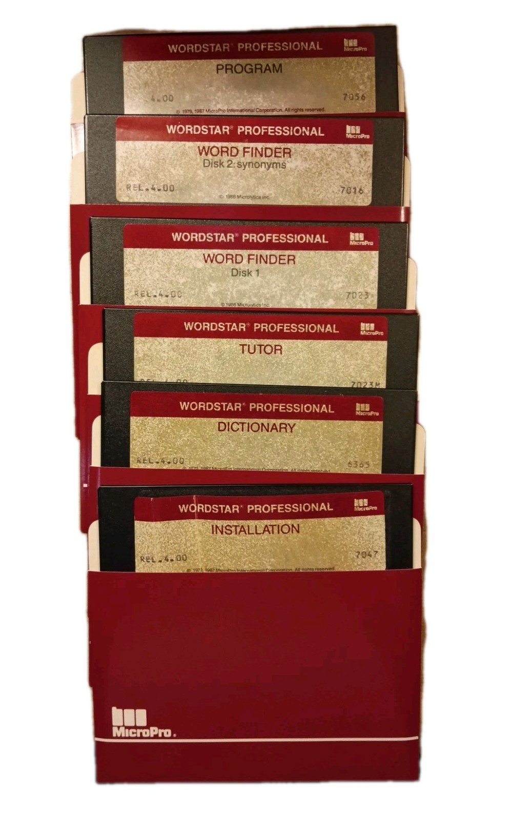 Wordstar Professional 4.0 6 Disk Set DOS Software Vintage Floppy Reg Card Case
