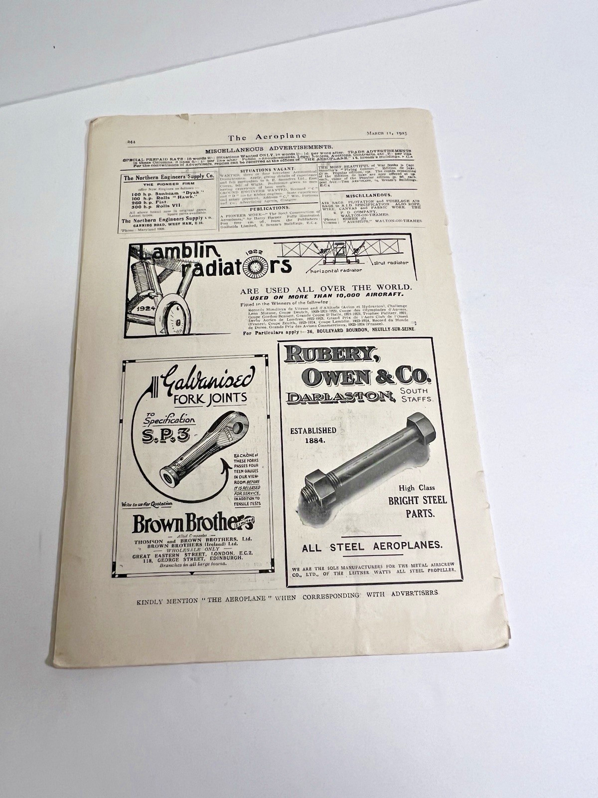 1925 British The Aero Plane Magazine Great Articles & Advertisements
