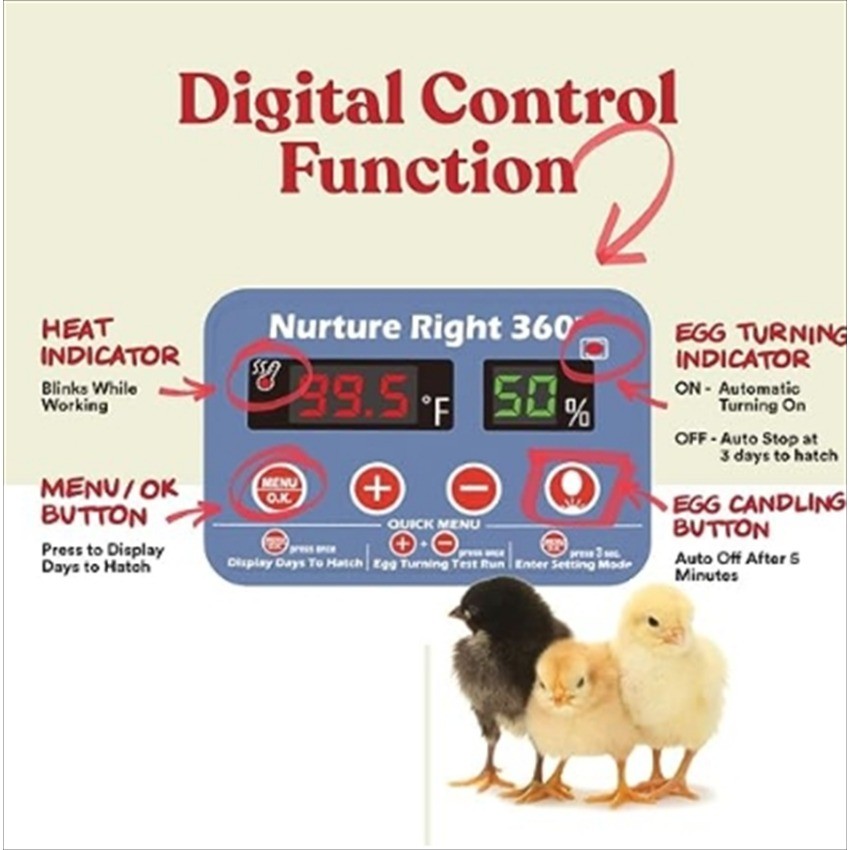 Nurture Right Egg Incubator for Hatching Chicks - Holds 22 Eggs BLLT