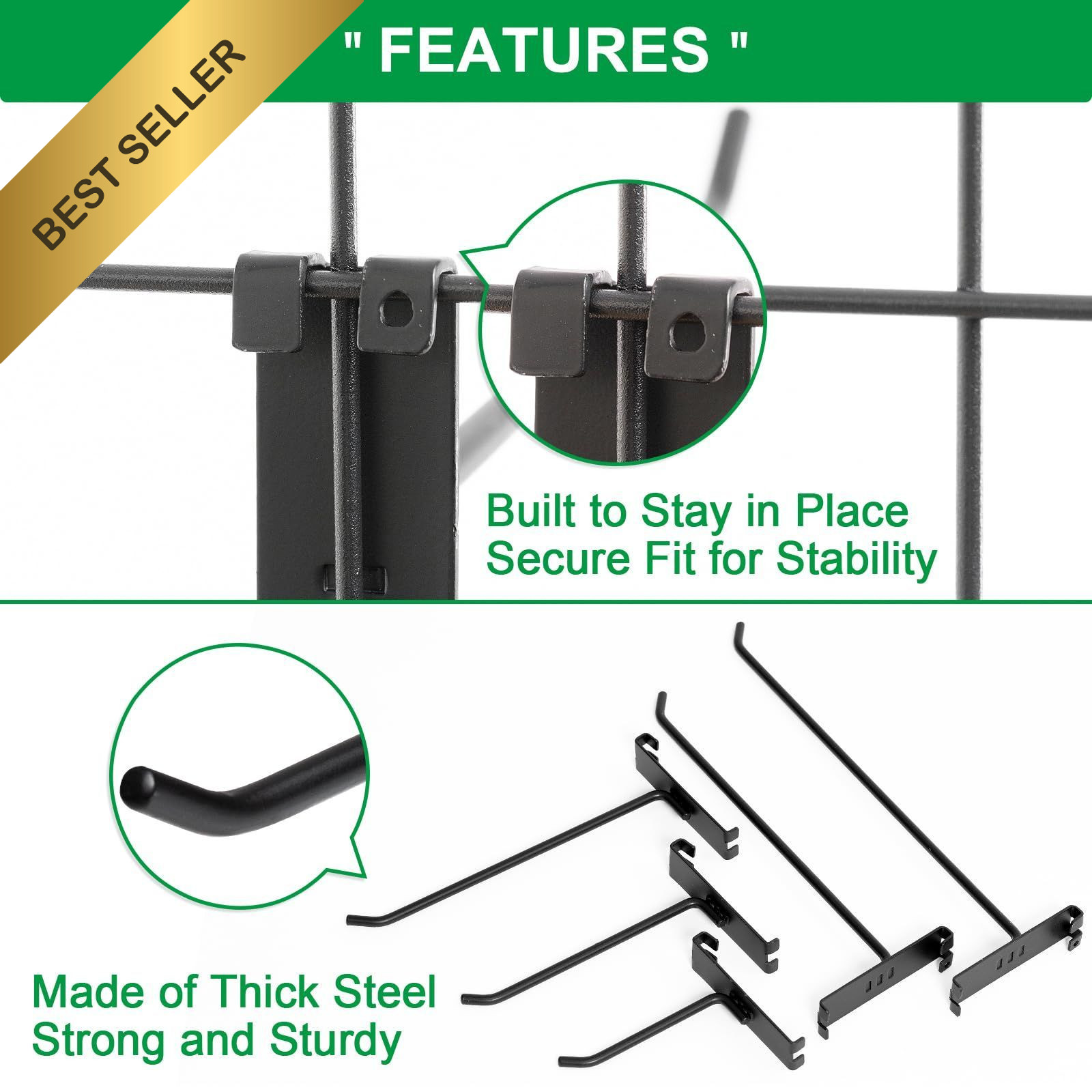 8 Inch Gridwall Hooks 40 Pack Black Grid Panel Display Hanging Storage Hardware