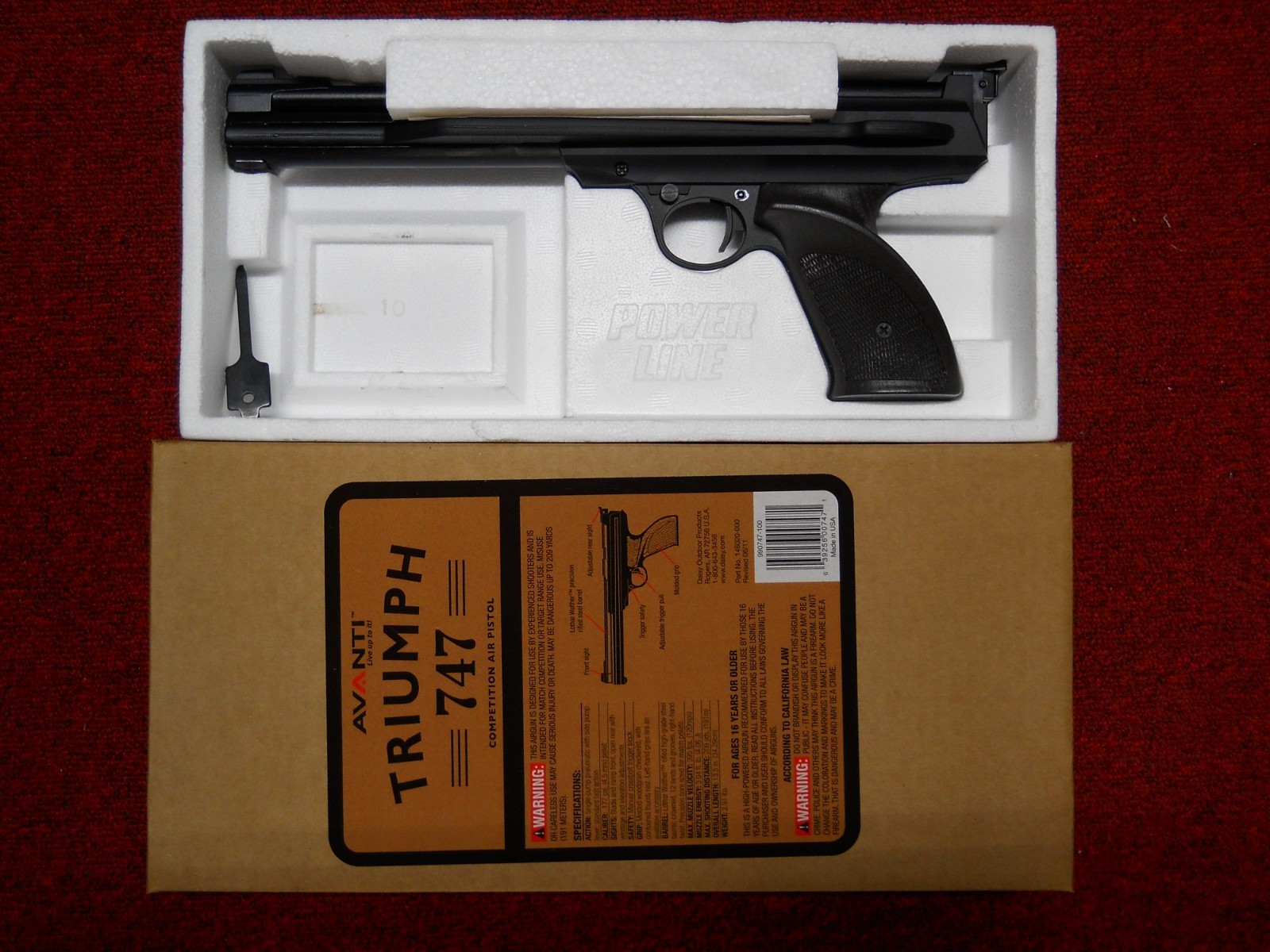 Daisy Avanti Triumph 747 Match air pistol .177 Cal. (NOS) Original box