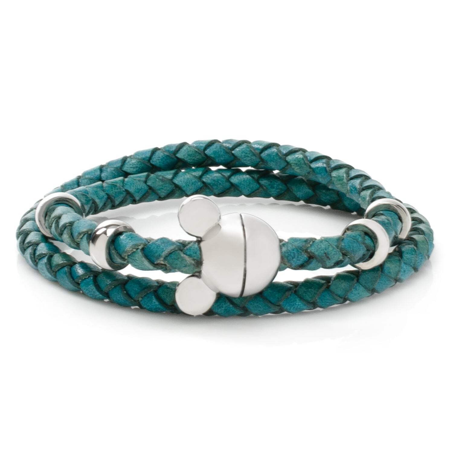Disney Mickey Mouse Silhouette Teal Leather Wrap Bracelet