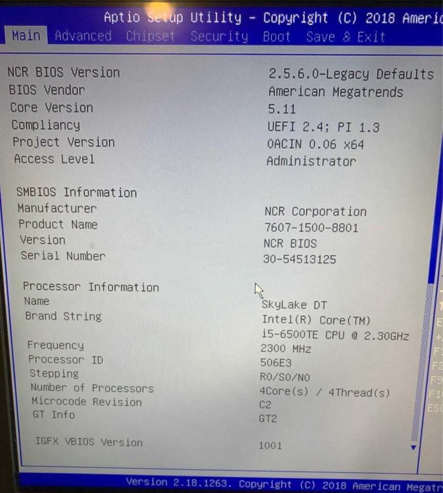 NCR RealPOS XR8 Terminal, Core I3, 16GB 240GB SSD HDD Windows 10 7607-2300-8801