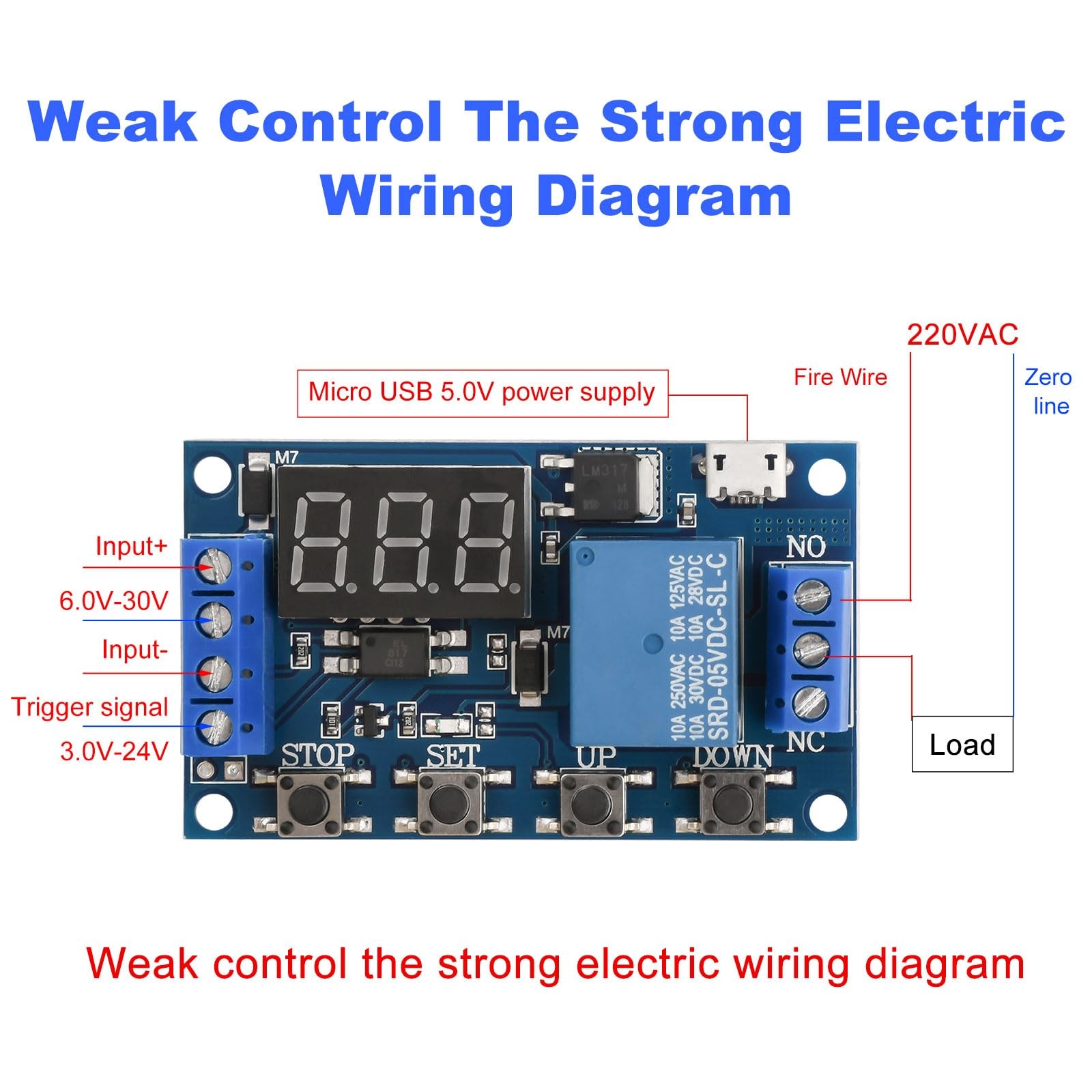 FORIOT 2pcs 5V Micro USB Timer Relay DC 6-30V Programmable Cycle Delay Usb