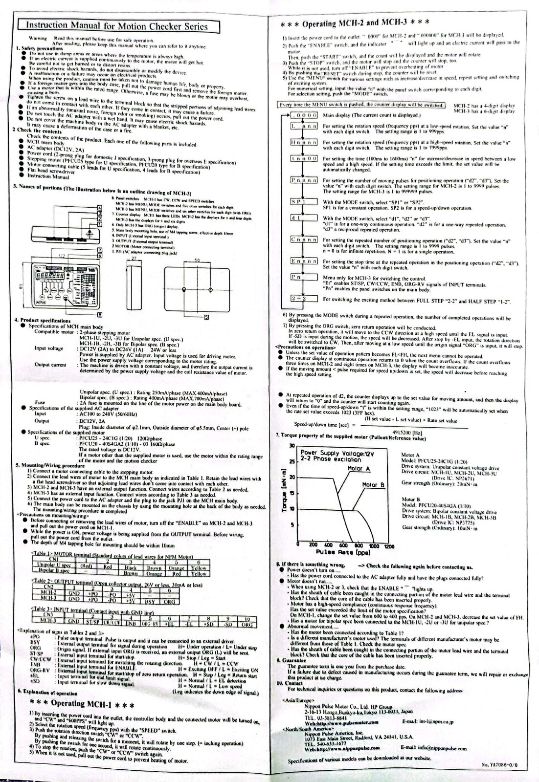 NPM MCH-1 Motion Checker. Motion control tool for 2 phase stepping motors