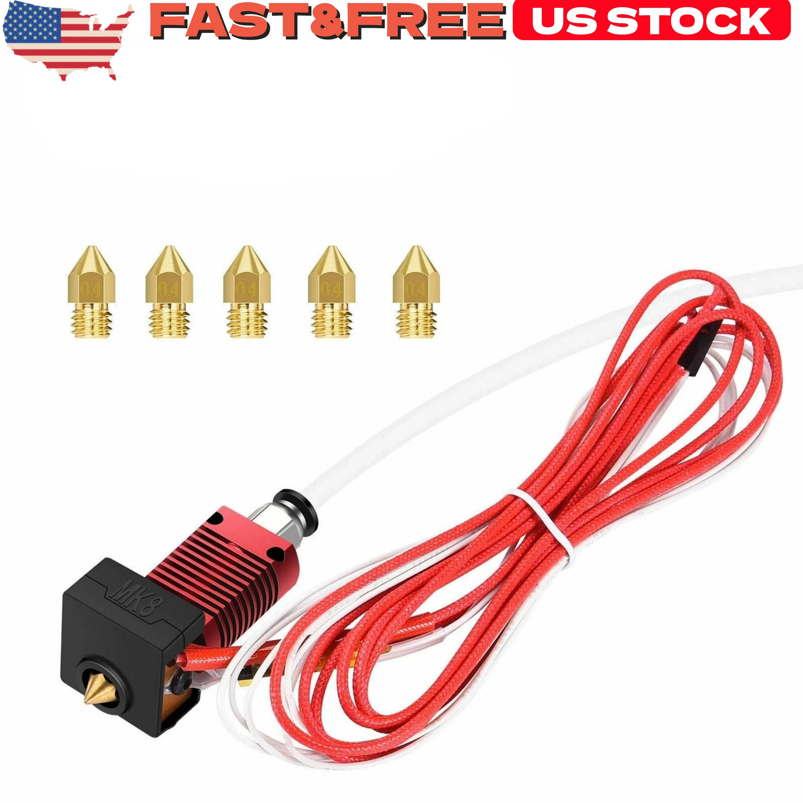 6in1 3D Printer Extruder Heater Hot End Nozzle Kit for Creality Ender-3/3 PRO/5