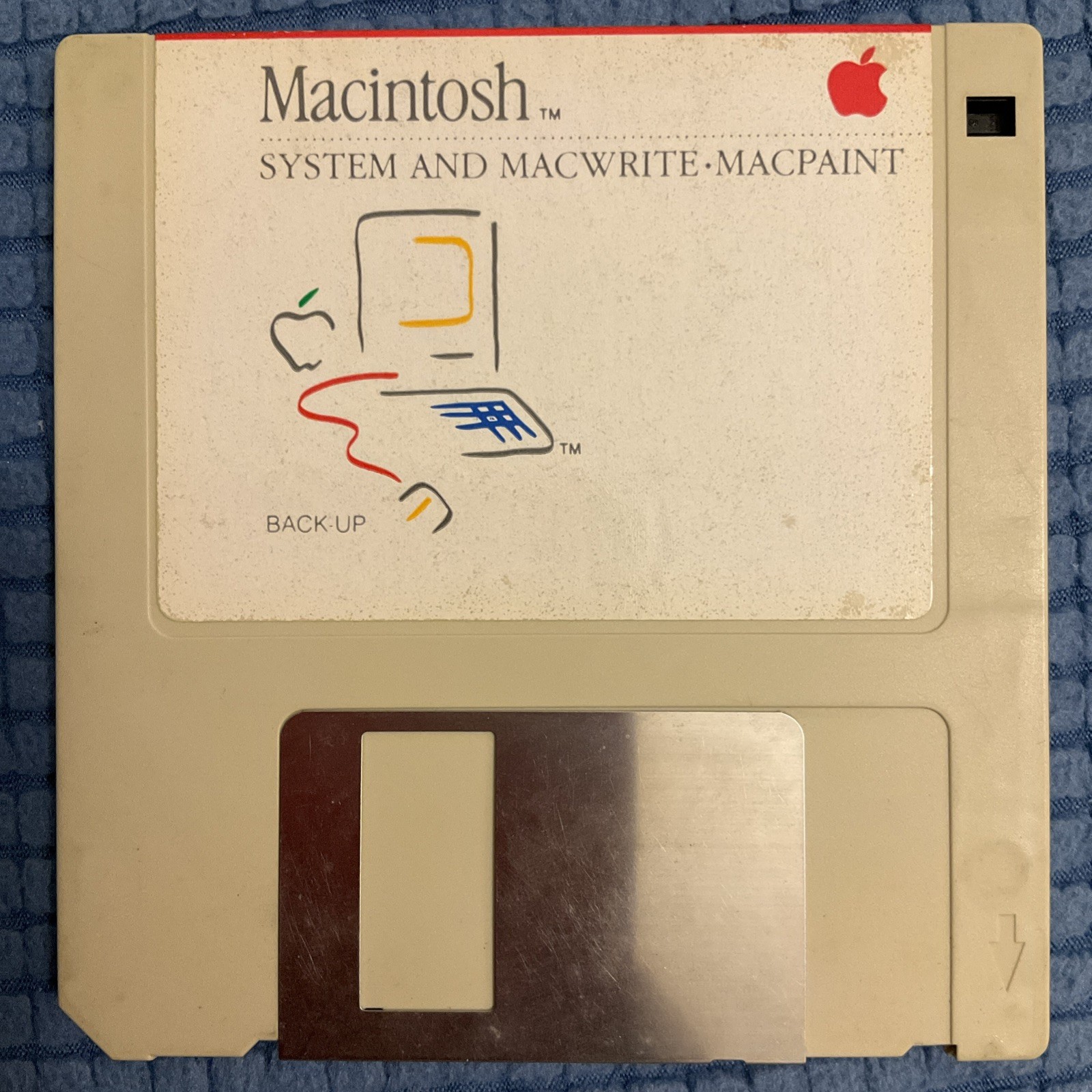 Apple Macintosh System Macwrite Macpaint Back Up Disc Floppy Vintage 1984