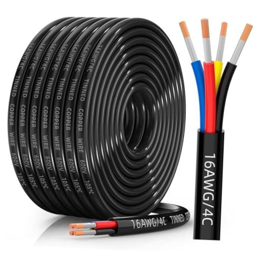 16 Gauge Wire, 16/4 Conductor Tinned Copper Electrical Wire | 30FT 16AWG