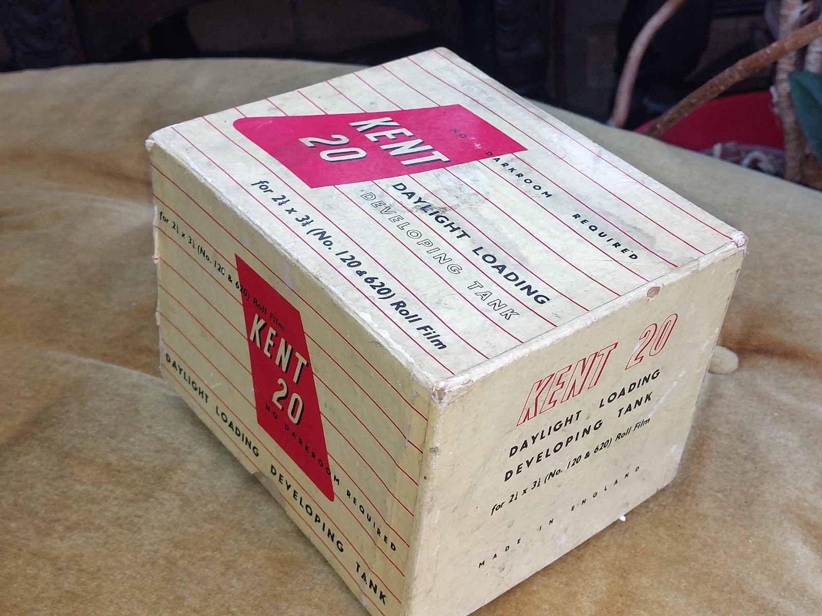 Vintage Photography Kent 20 Daylight Loading Developing Tank, BOX ONLY FILM PROP