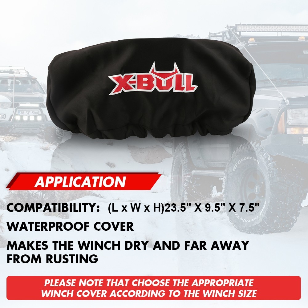 X-BULL Winch Cover Waterproof Soft Dust Neoprene Fits 9500-14500lb Universal 4WD