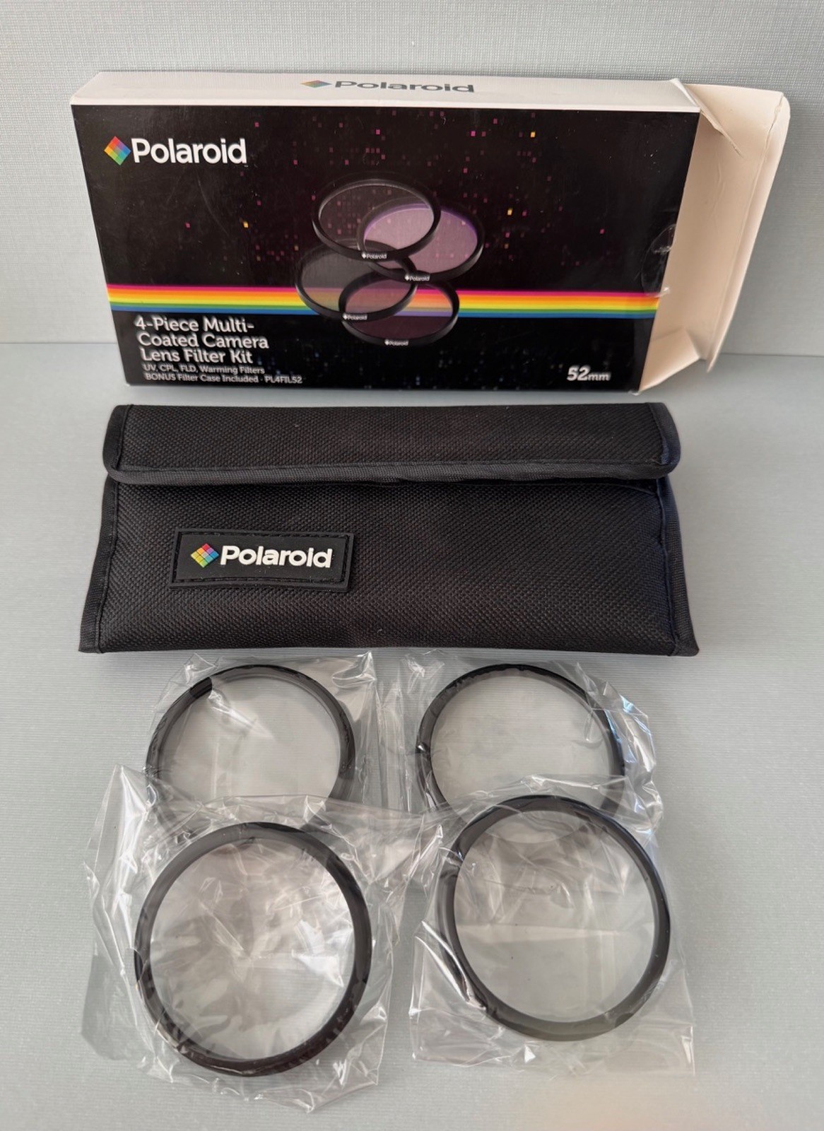 Set of 4 Polaroid 52 mm Filters New Sealed w/ Case Close-Up 1, 2, 4, 10x VGC