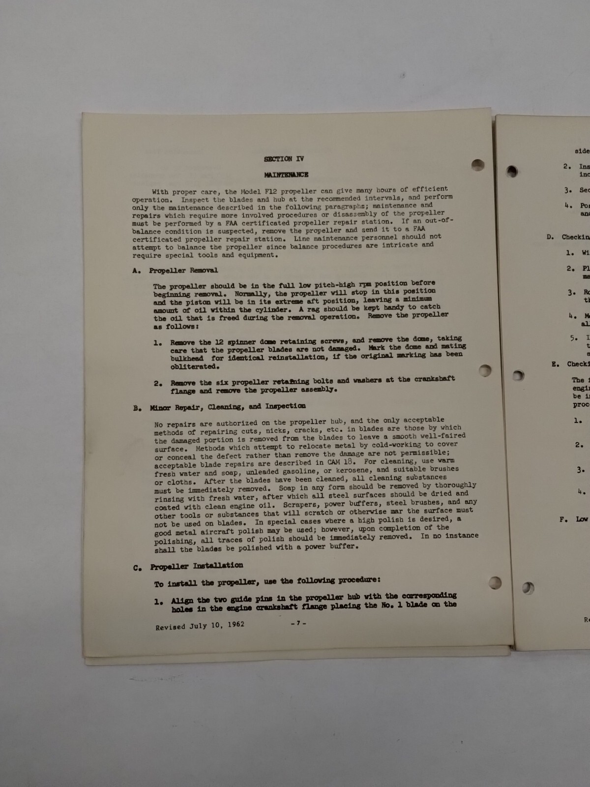 Flottorp Propellers Inspection & Maintenance & Overhaul Manual-Original