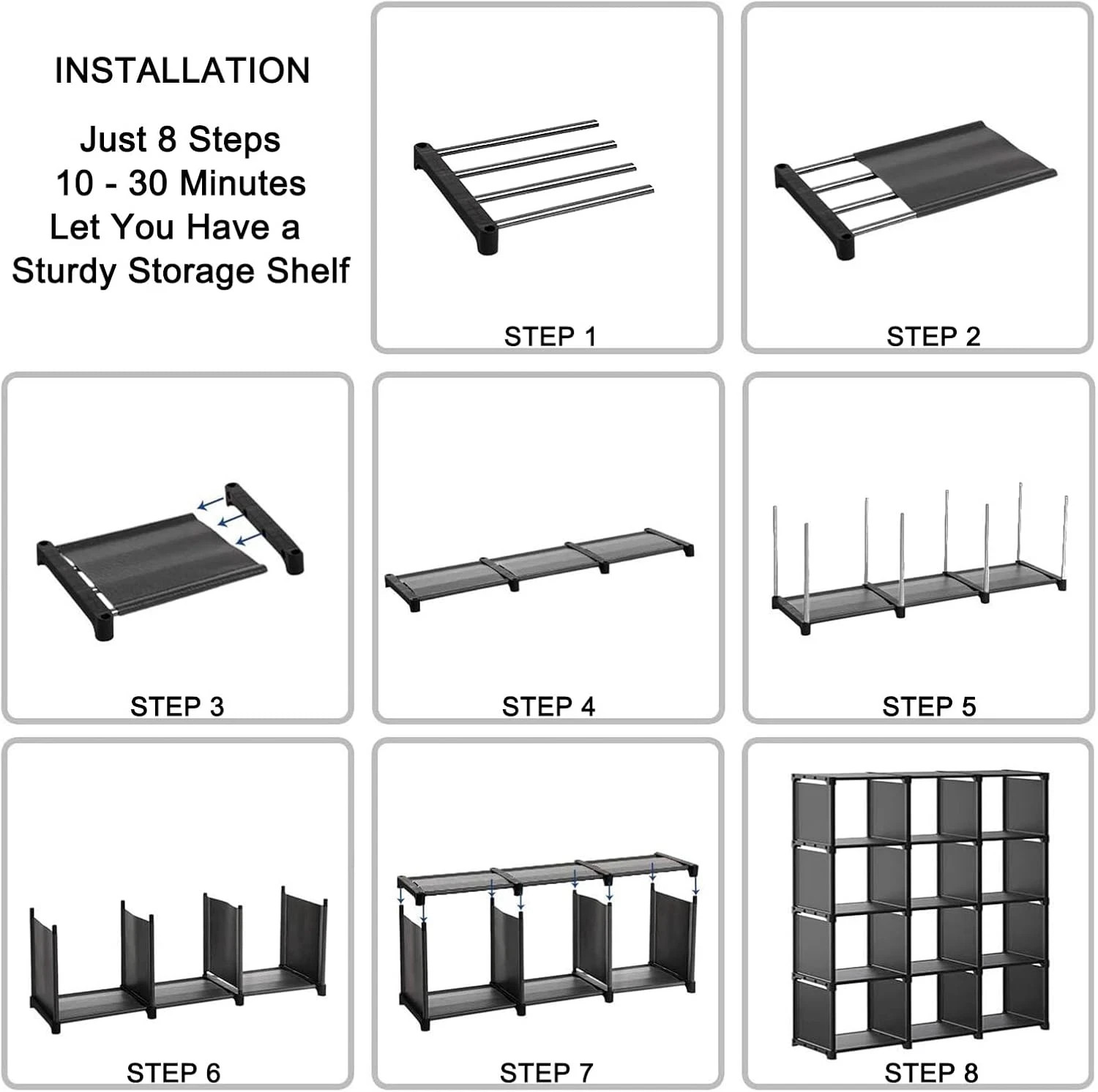 12 Cube Storage Organizer Book Shelves, DIY Open Stackable Bookshelf, Extra Larg