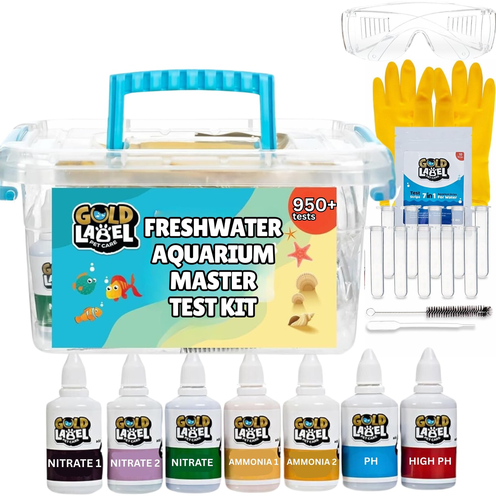 Freshwater Aquarium Master Test Kit – 950+ Tests for pH, Ammonia, Nitrite & Nitr