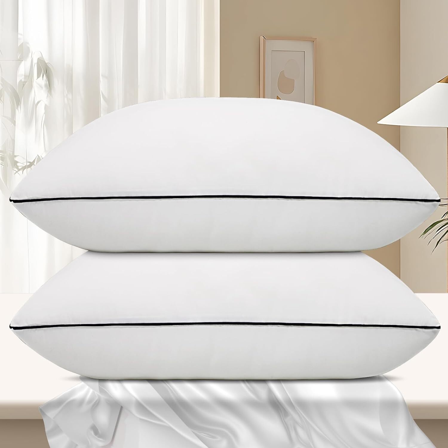 Bed Pillows for Sleeping 2 Pack Standard Size Cooling Pillows Set of 2 for Back