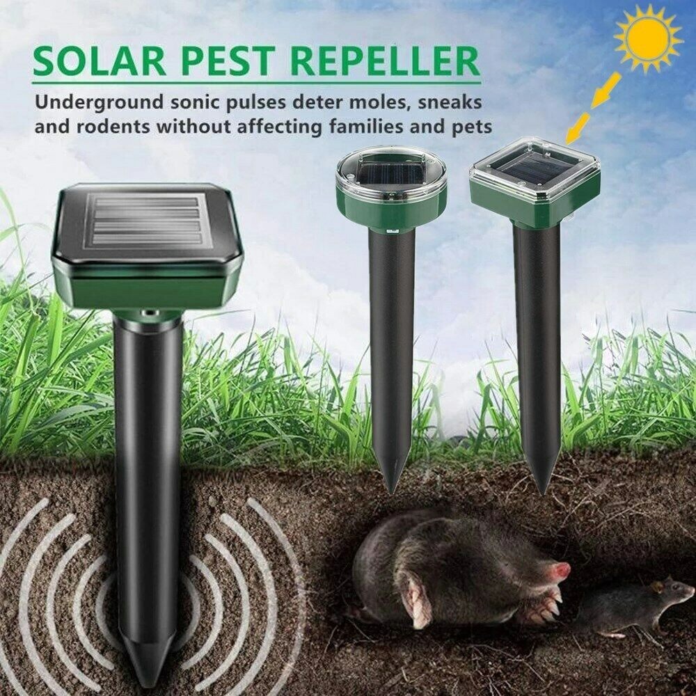 Mole Repellent Solar Powered 8 Pack Sonic Mole Deterrent Spikes for Lawn Garden