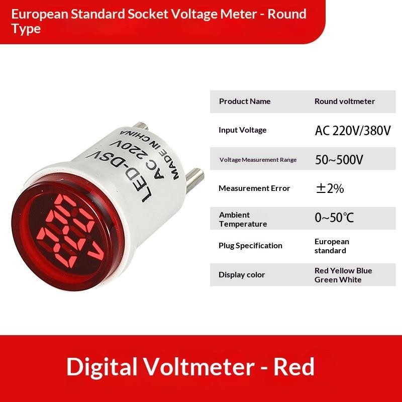 LED Digital AC Voltmeter Indicator EU Plug Digital Voltmeter 50–500V Voltage
