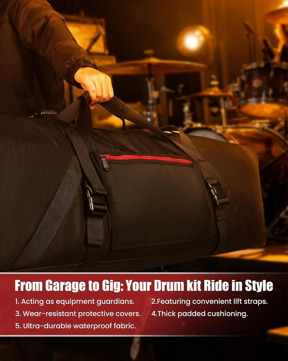 40" Heavy Duty Drum Hardware Bag - Protective Lightweight Drum Hardware Case for
