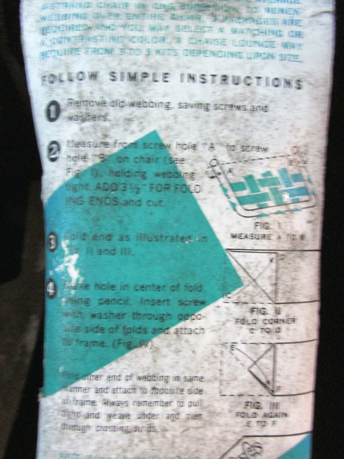 Lawn Furniture WEBBING & CLIPS Weatherproof Polypropylene Rewebbing White Teal