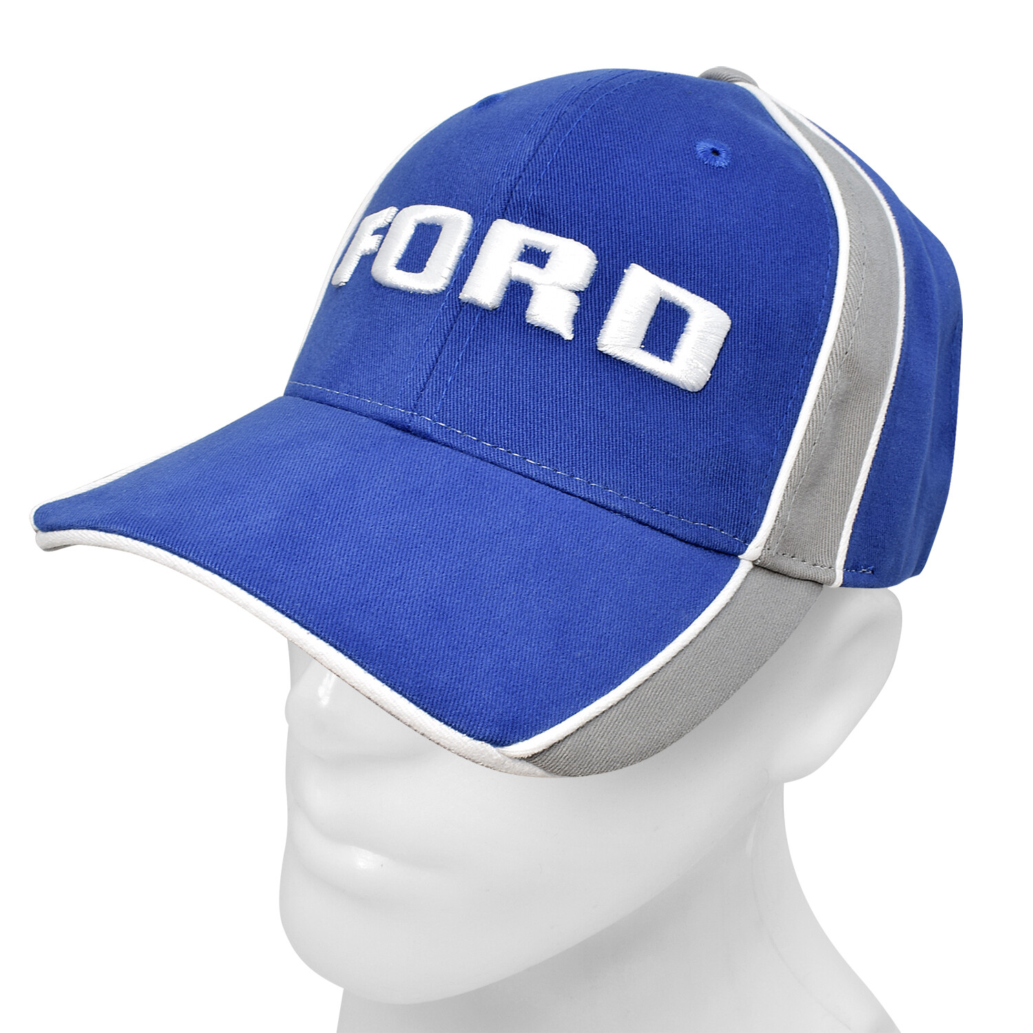 Ford Logo Gray Stripes Blue Sports Baseball Hat