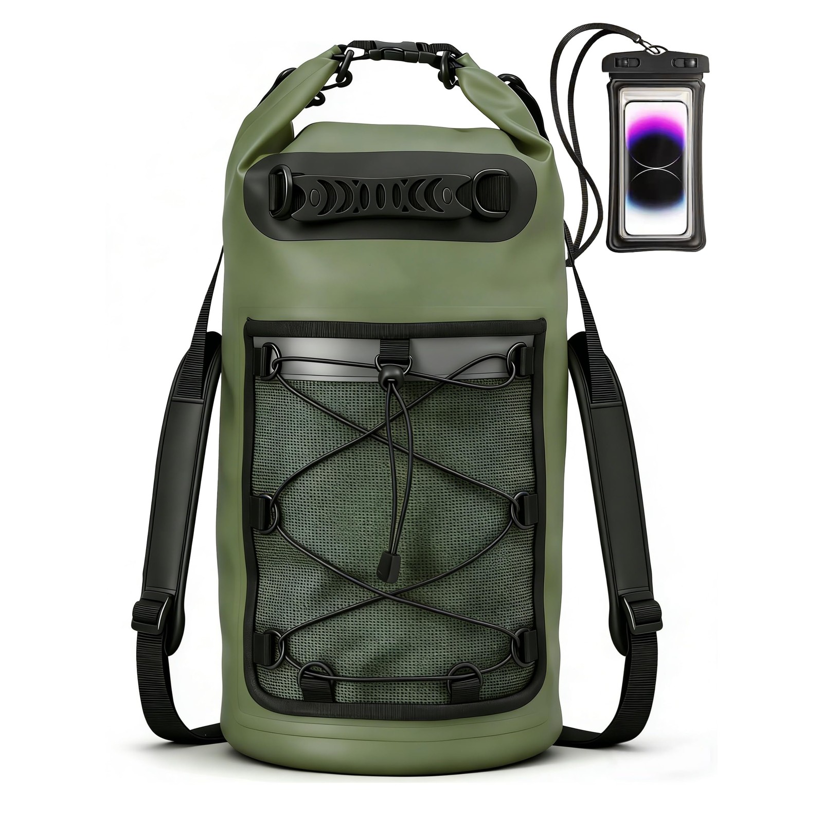 20L Waterproof Dry Bag - Roll-Top Backpack w/Waterproof Phone Case for Kayaki...