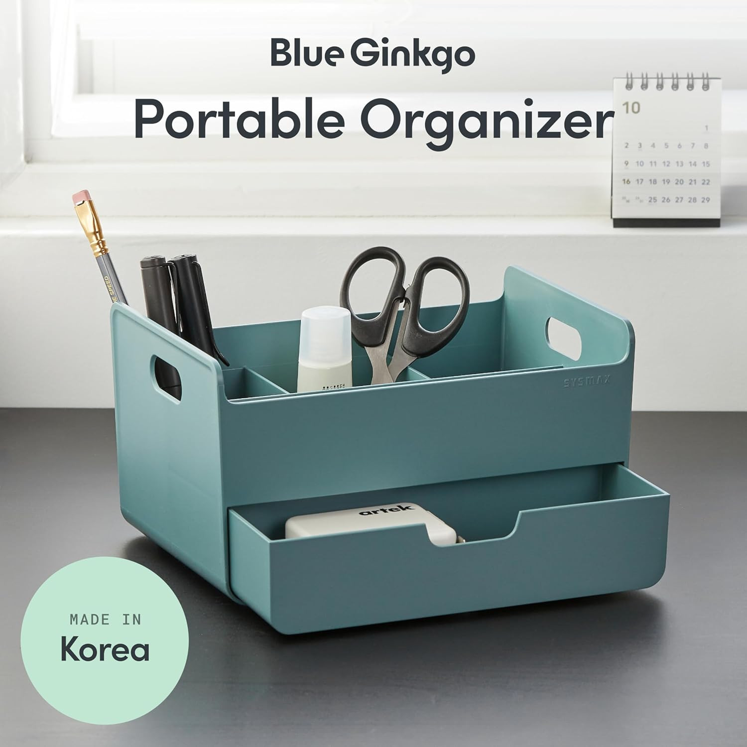 Portable Desk Organizer – Compact 3 Compartment, Half-Drawer Storage – Pen Holde