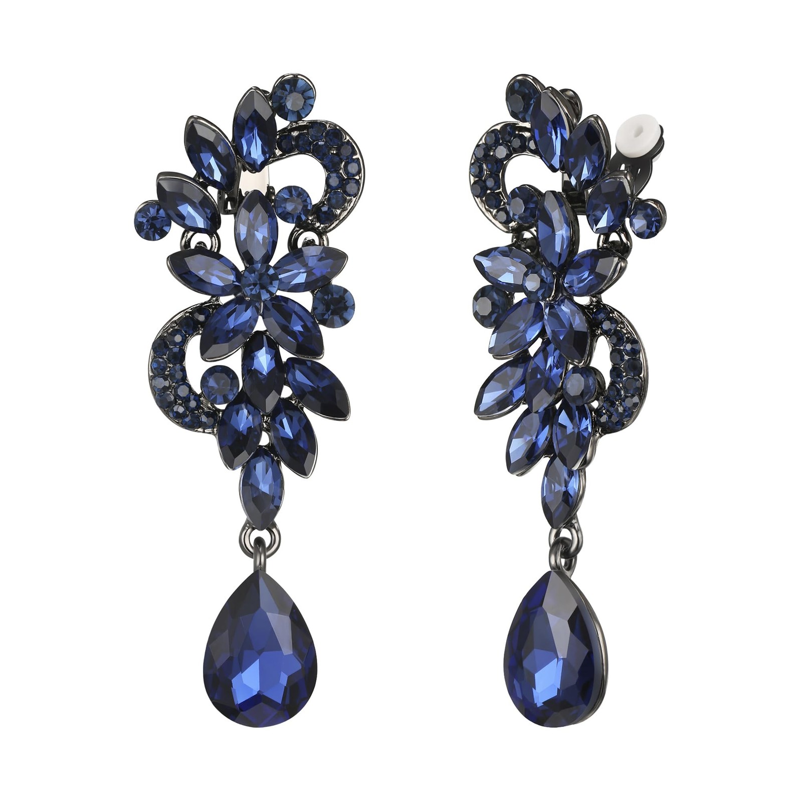 Wedding Bridal Clip-On Earrings for Women Bohemian Boho Crystal Flower Chande...