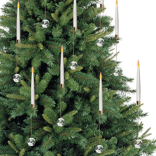Christmas Tree Candles, 12 Pack Flameless Taper Candles for Christmas Tree Gold
