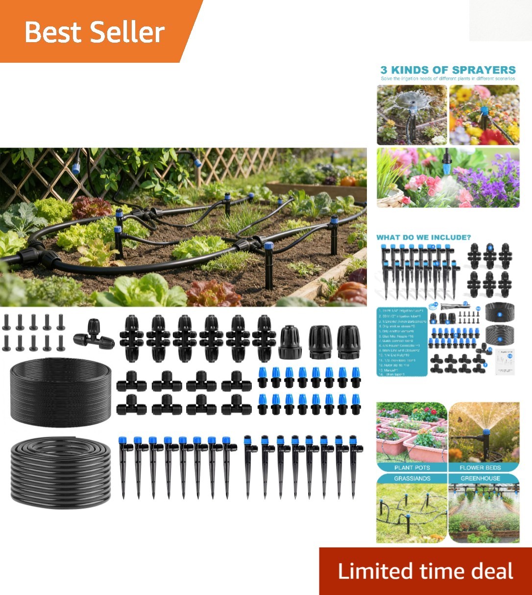 230FT Smart Drip Irrigation System with Leak-Proof Design & Adjustable Settings
