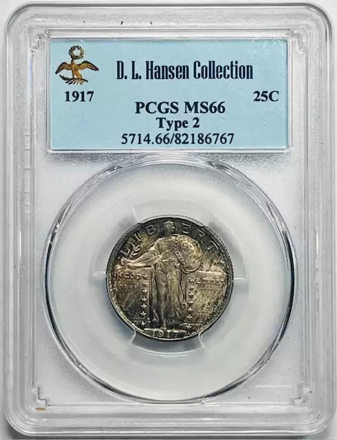 1917 Standing Liberty Quarter PCGS MS-66 Type 2 D.L. Hansen Collection