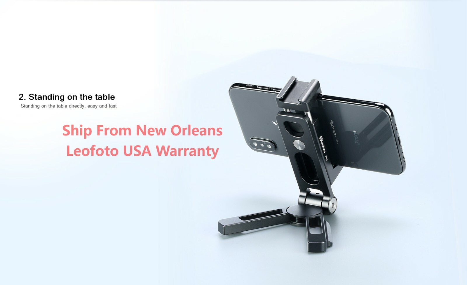 Leofoto PS-2 Multi-Functional Foldable Cellphone Stand Arca Cold Shoe Black