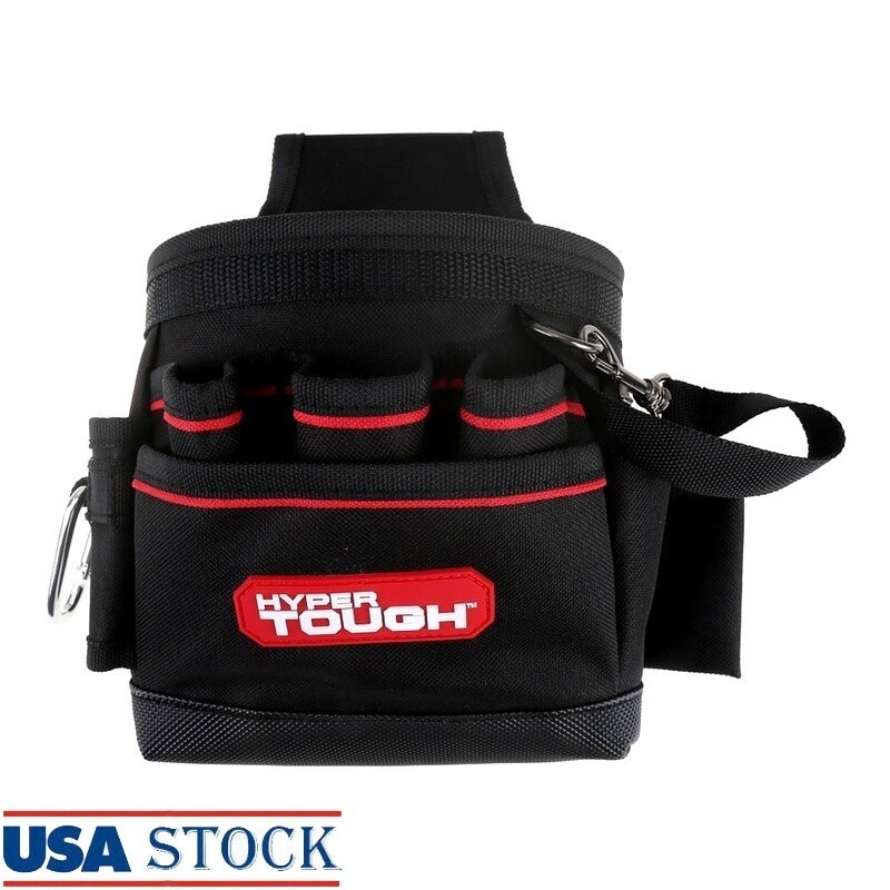 9 Pocket Tool Pouch W/ 4 Way Carry System Carabiner Electrical Tape Hook New